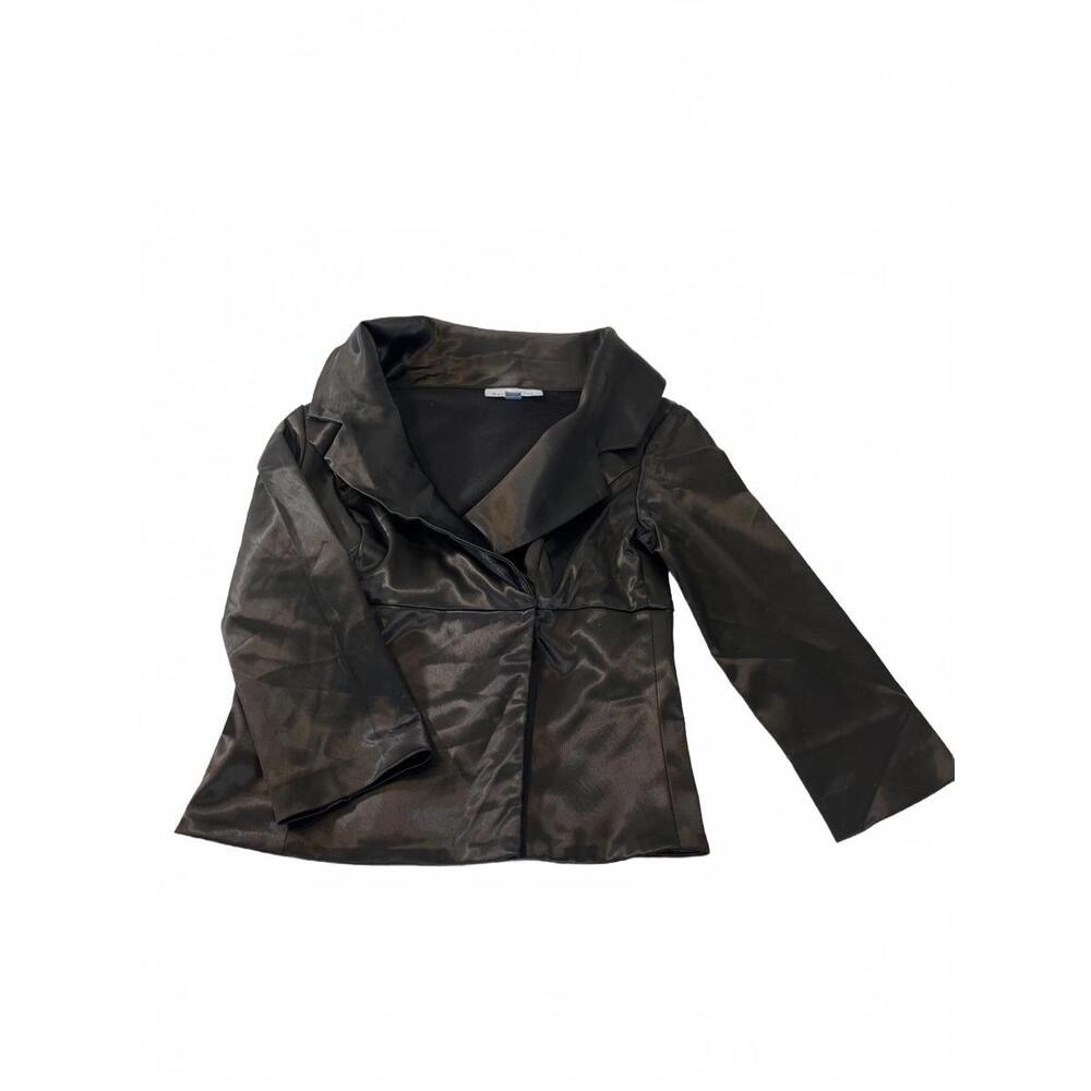 White House Black Market ElegantWomen's Black Jacket Satin Size 2 - Picture 1 of 7